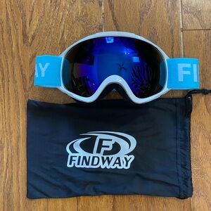 Blue UV protection reflective ski and snowboard anti-fog goggles